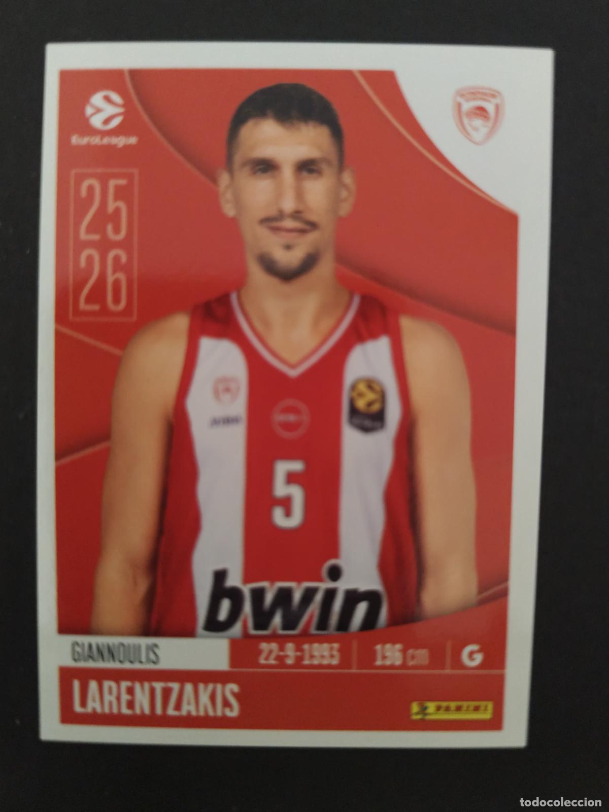 Colecionismo desportivo: 253 GIANNOULIS LARENTZAKIS OLYMPIACOS EUROLEAGUE 2025 2026 25 26 BALONCESTO