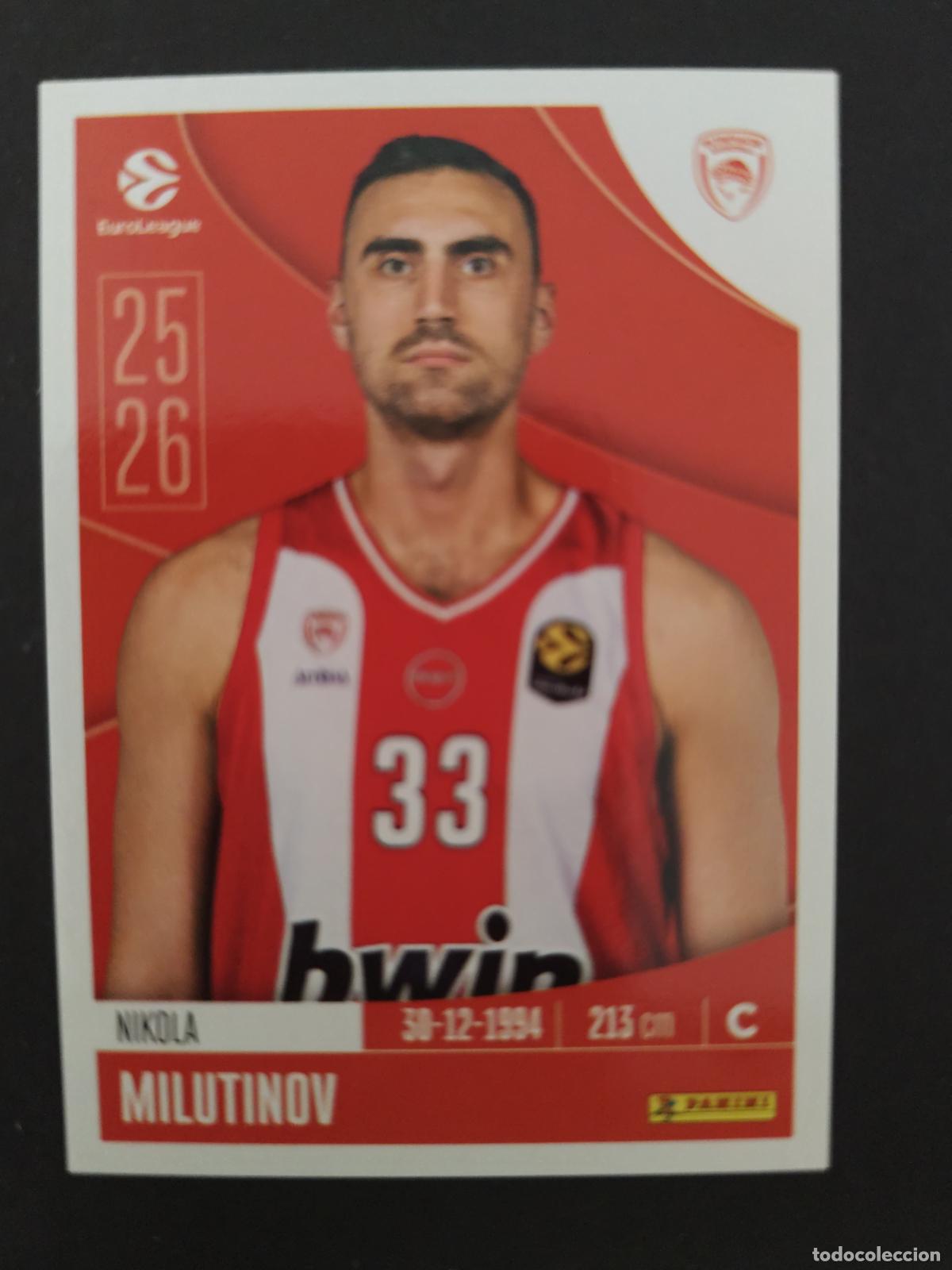 Colecionismo desportivo: 262 NIKOLA MILUTINOV OLYMPIACOS EUROLEAGUE 2025 2026 25 26 BALONCESTO