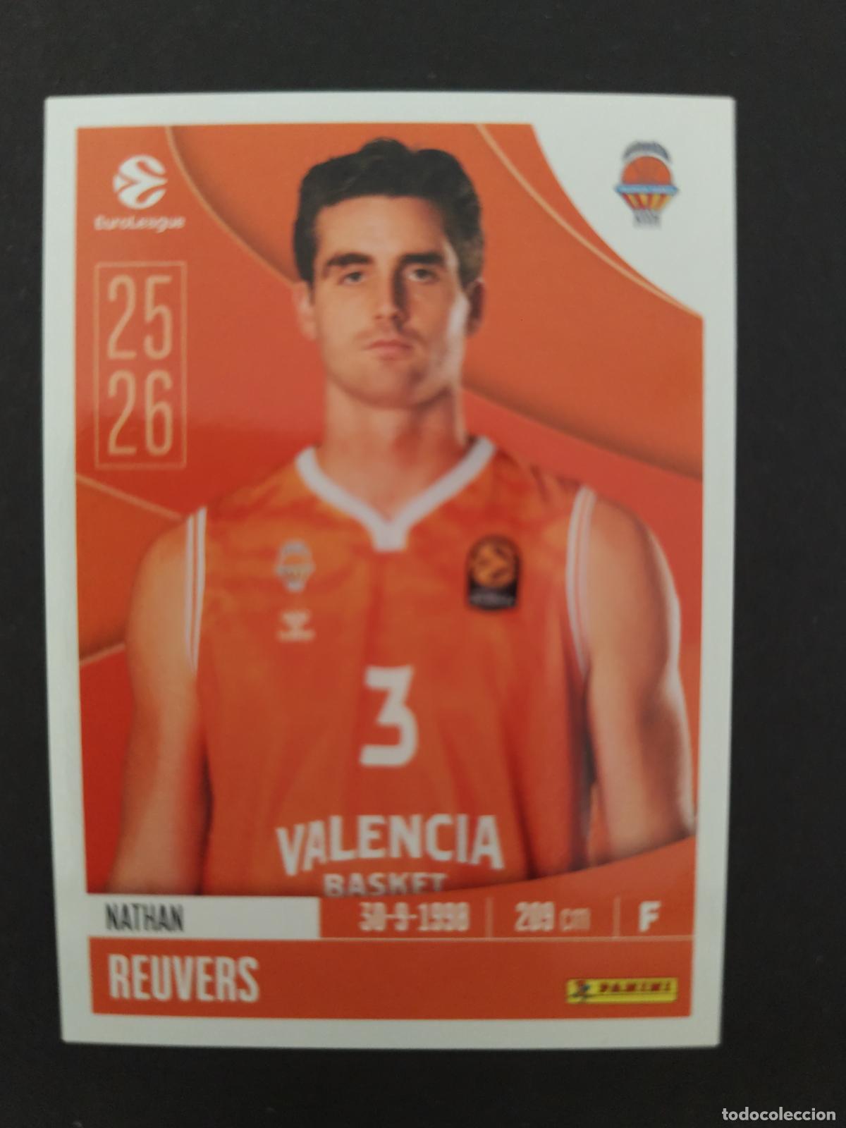 Coleccionismo deportivo: 344 NATHAN REUVERS VALENCIA BASKET EUROLEAGUE 2025 2026 25 26 BALONCESTO