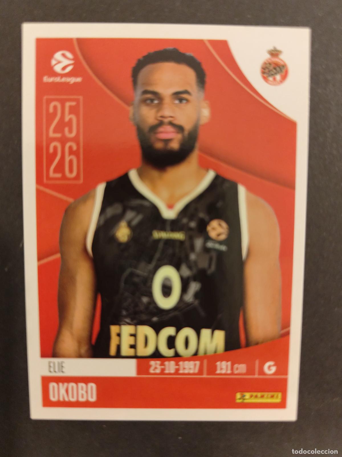 Sammelleidenschaft Sport: 63 ELIE OKOBO AS MONACO EUROLEAGUE 2025 2026 25 26 BALONCESTO