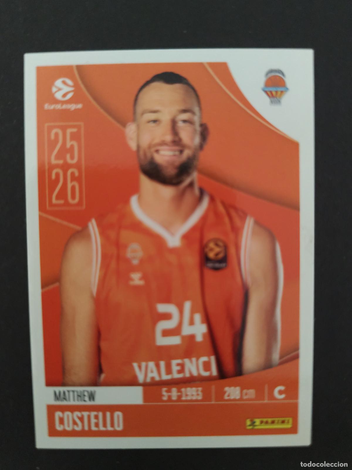 Coleccionismo deportivo: 349 MATTHEW COSTELLO VALENCIA BASKET EUROLEAGUE 2025 2026 25 26 BALONCESTO