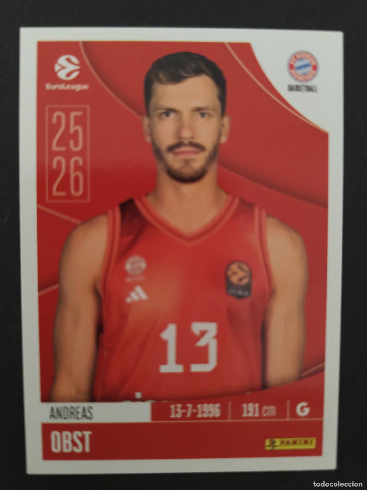 Coleccionismo deportivo: 167 ANDREAS OBST BAYERN M&Uacute;NICH EUROLEAGUE 2025 2026 25 26 BALONCESTO