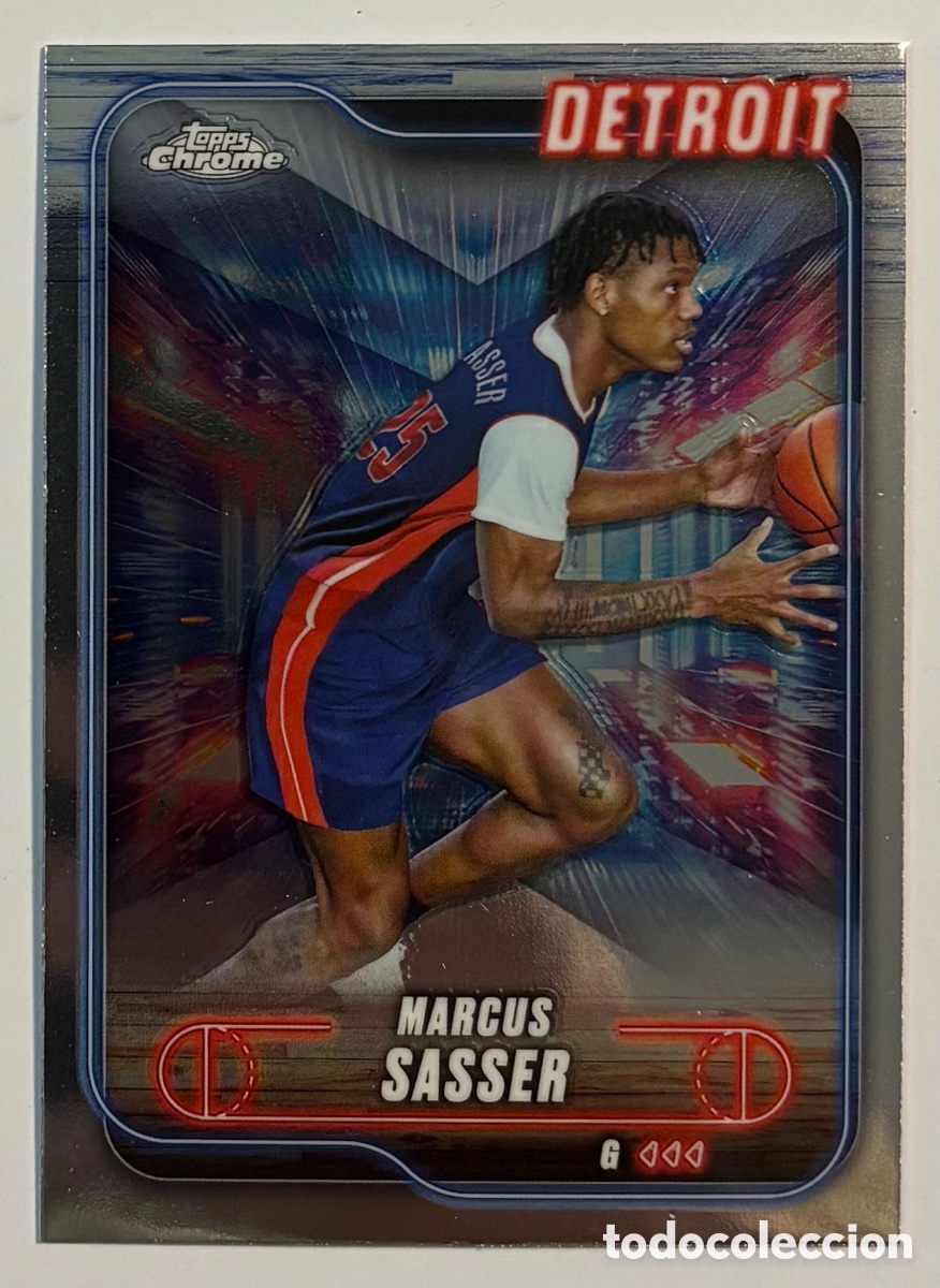 Coleccionismo deportivo: MARCUS SASSER (DETROIT PISTONS) PINK REFRACTOR CARD. NBA 2024-25 TOPPS CHROME #49.