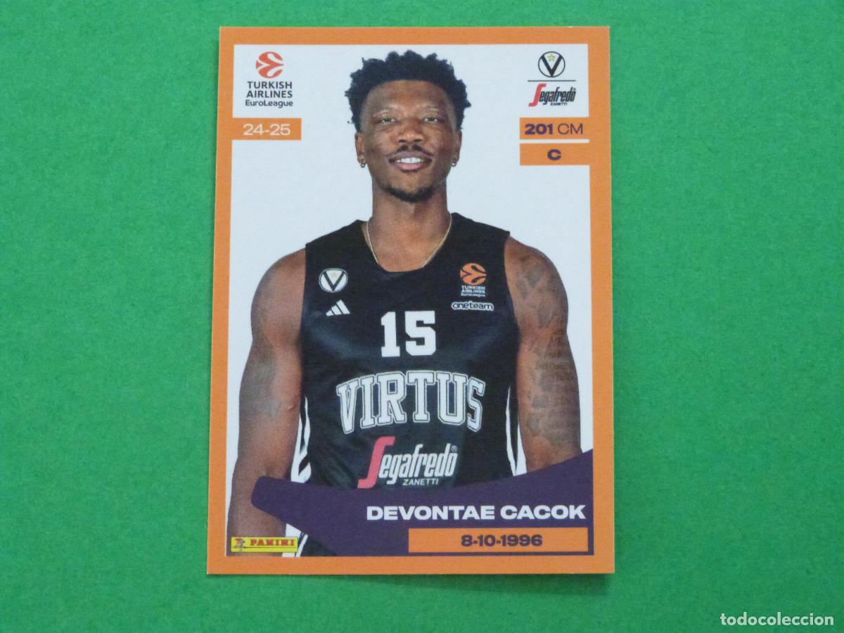 Coleccionismo deportivo: CROMO BALONCESTO DEVONTAE CACOK VIRTUS BOLONIA SIN PEGAR N&ordm; 343 EUROLIGA 2024-2025/24-25 PANINI