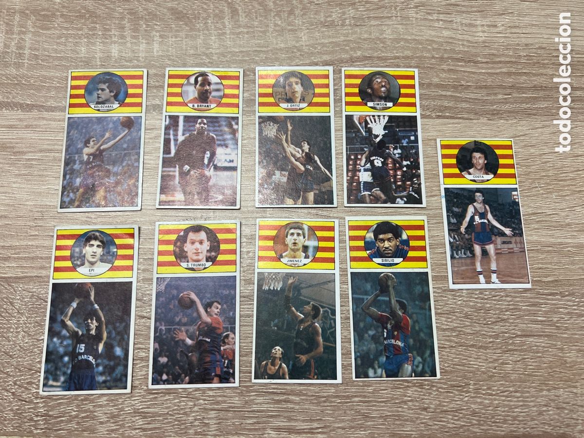 Coleccionismo deportivo: 1986 FC BARCELONA EQUIPO COMPLETO 9 CROMOS DESPEGADOS MERCHANTE