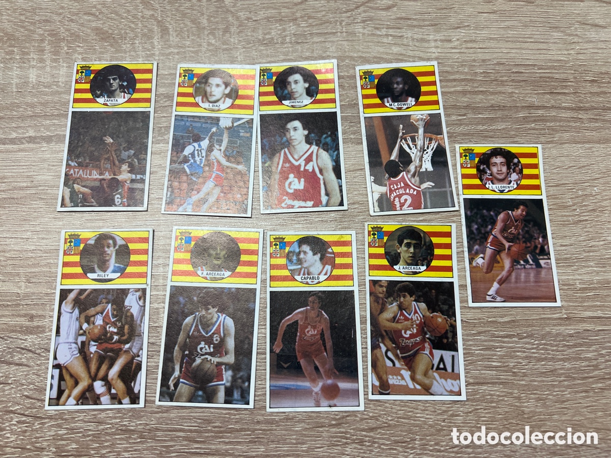 Coleccionismo deportivo: 1986 CAI ZARAGOZA EQUIPO COMPLETO 9 CROMOS DESPEGADOS MERCHANTE
