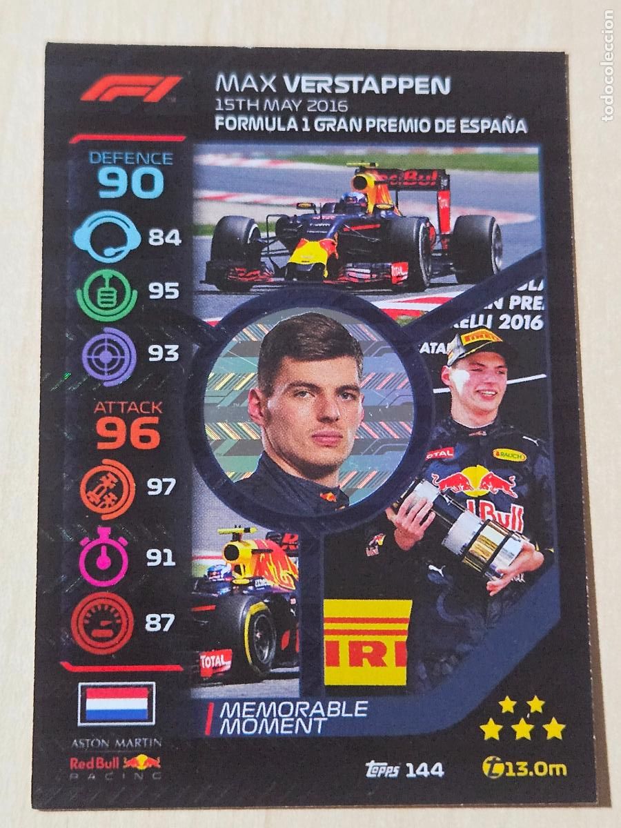 Coleccionismo deportivo: TOPPS TURBO ATTAX 2020 144 MAX VERSTAPPEN (RED BULL) MEMORABLE MOMENT - FORMULA 1 20