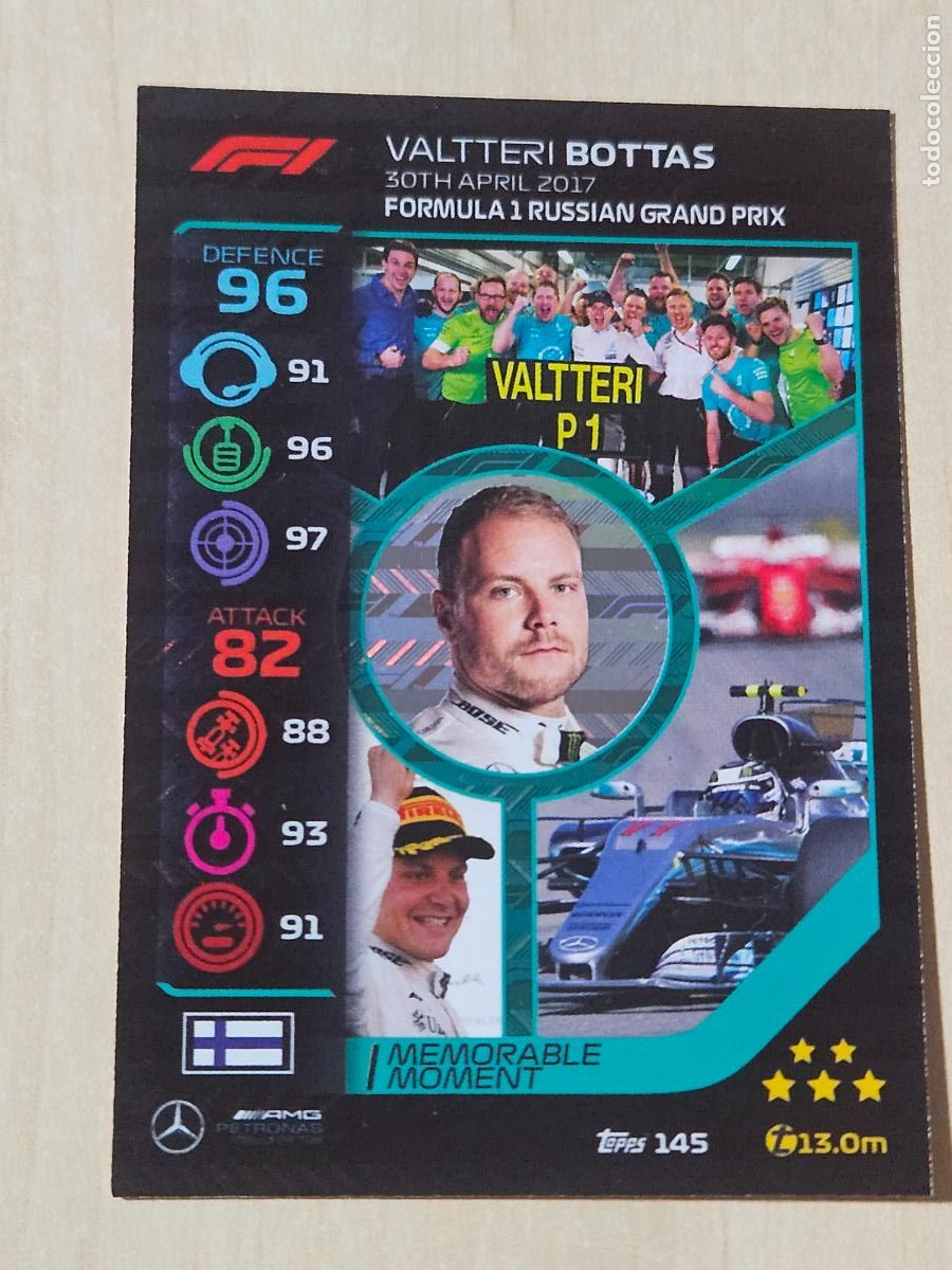 Coleccionismo deportivo: TOPPS TURBO ATTAX 2020 145 VALTTERI BOTTAS (MERCEDES) MEMORABLE MOMENT - FORMULA 1 20