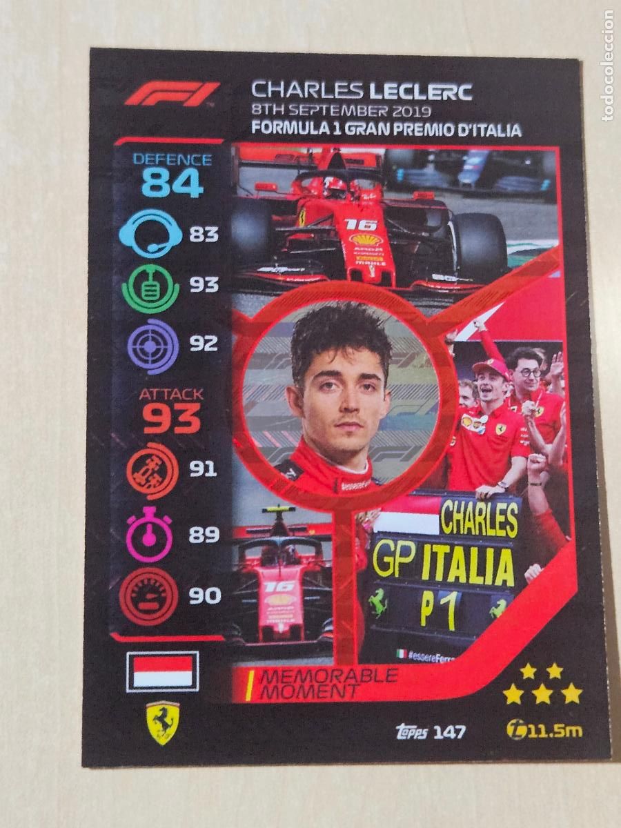 Coleccionismo deportivo: TOPPS TURBO ATTAX 2020 147 CHARLES LECLERC (FERRARI) MEMORABLE MOMENT - FORMULA 1 20