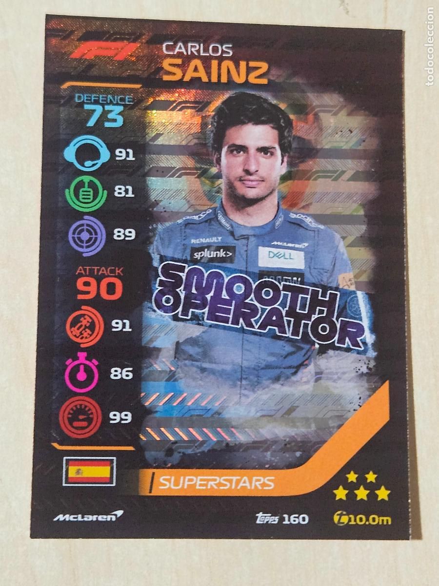 Coleccionismo deportivo: TOPPS Turbo Attax F1 2020 #160 CARLOS SAINZ (McLaren) SMOOTH OPERATOR