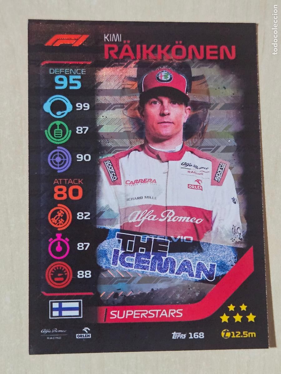 Coleccionismo deportivo: TOPPS TURBO ATTAX 2020 168 RAIKKONEN ALFA ROMEO SUPERSTARS - FORMULA 1