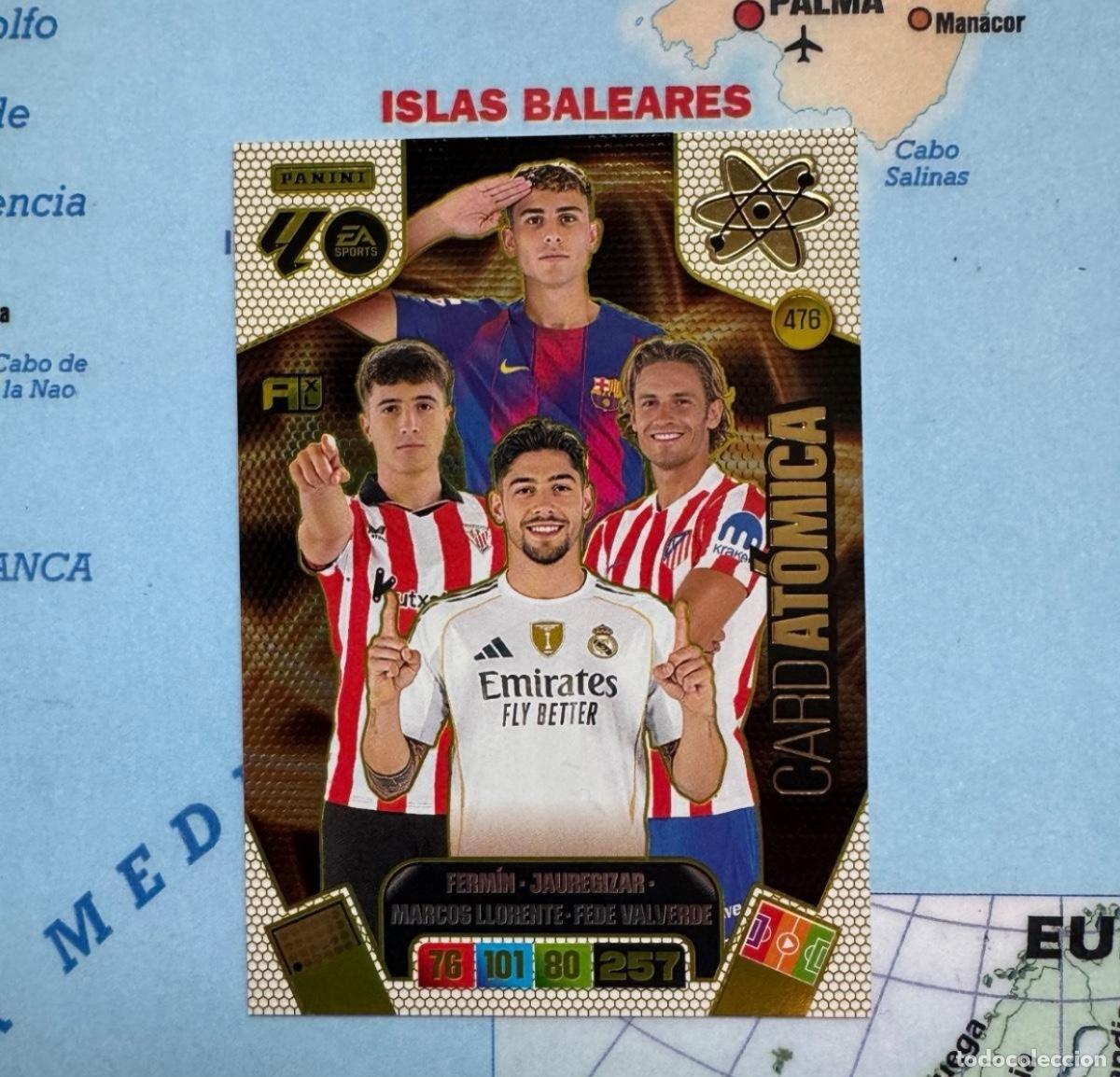 Coleccionismo deportivo: Carta At&oacute;mica de oro n&uacute;mero 476 cromo adrenalyn XL 25-26 2025-2026