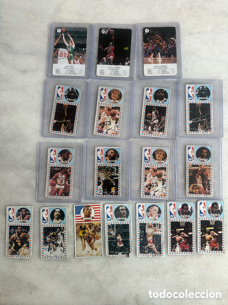 Coleccionismo deportivo: Lote Cromos NBA Vintage 80s - 3x JORDAN, Bird, Magic - Merchante/Converse