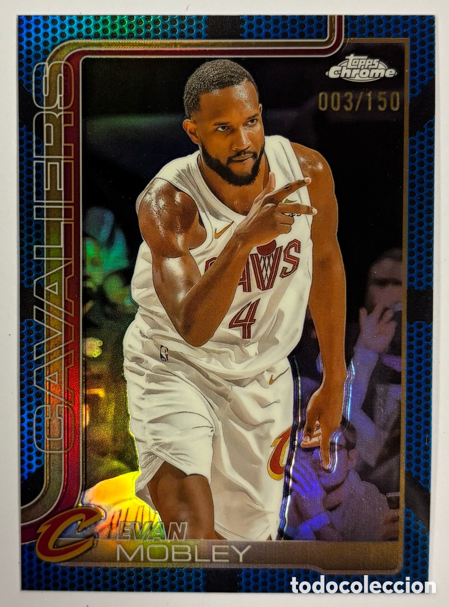 Coleccionismo deportivo: EVAN MOBLEY (CLEVELAND CAVALIERS). CARTA TOPPS CHROME NBA BLUE WAVE REFRACTOR NUMERADA 3/150