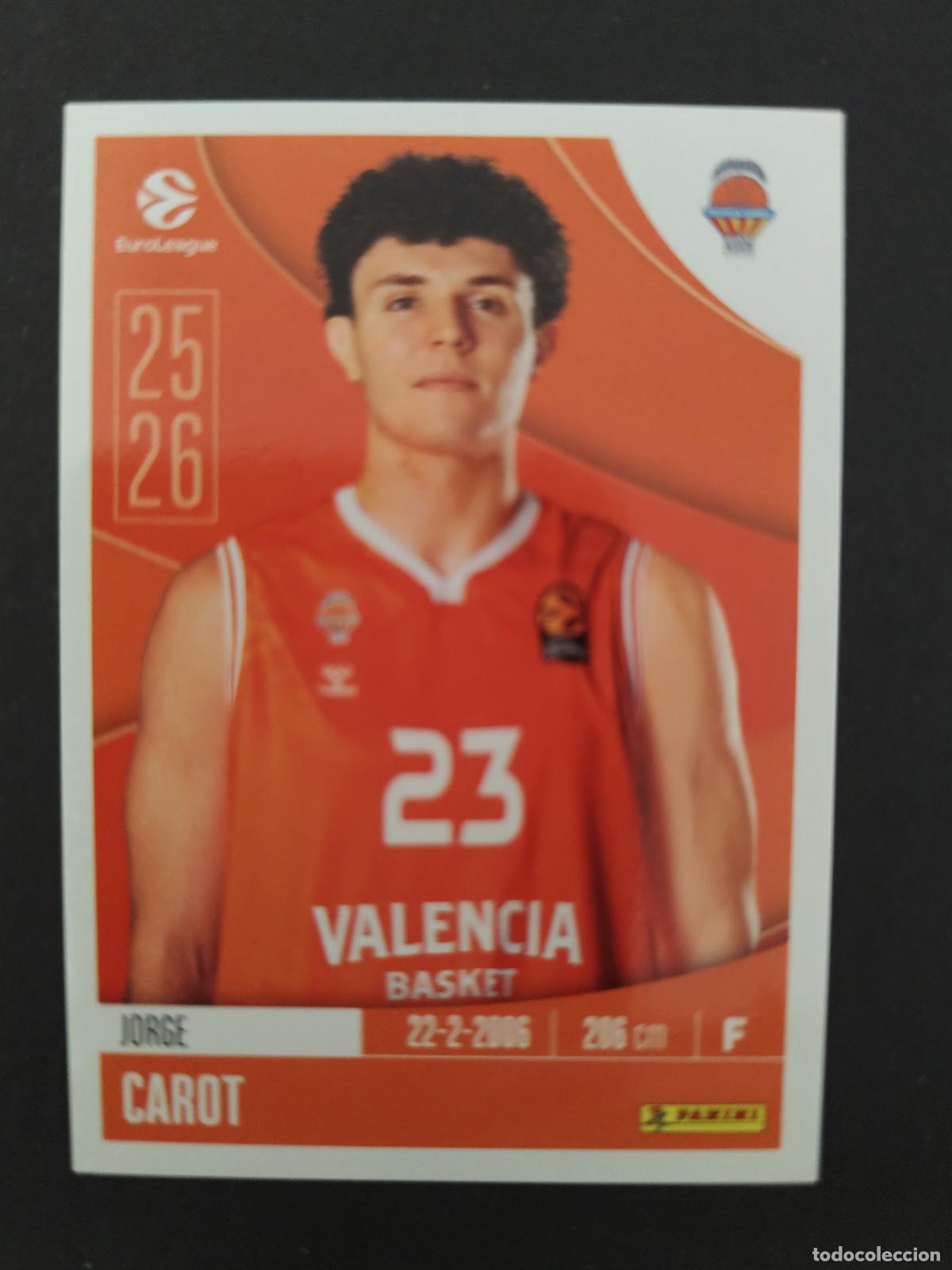 Coleccionismo deportivo: 345 JORGE CAROT VALENCIA BASKET EUROLEAGUE 2025 2026 25 26 BALONCESTO