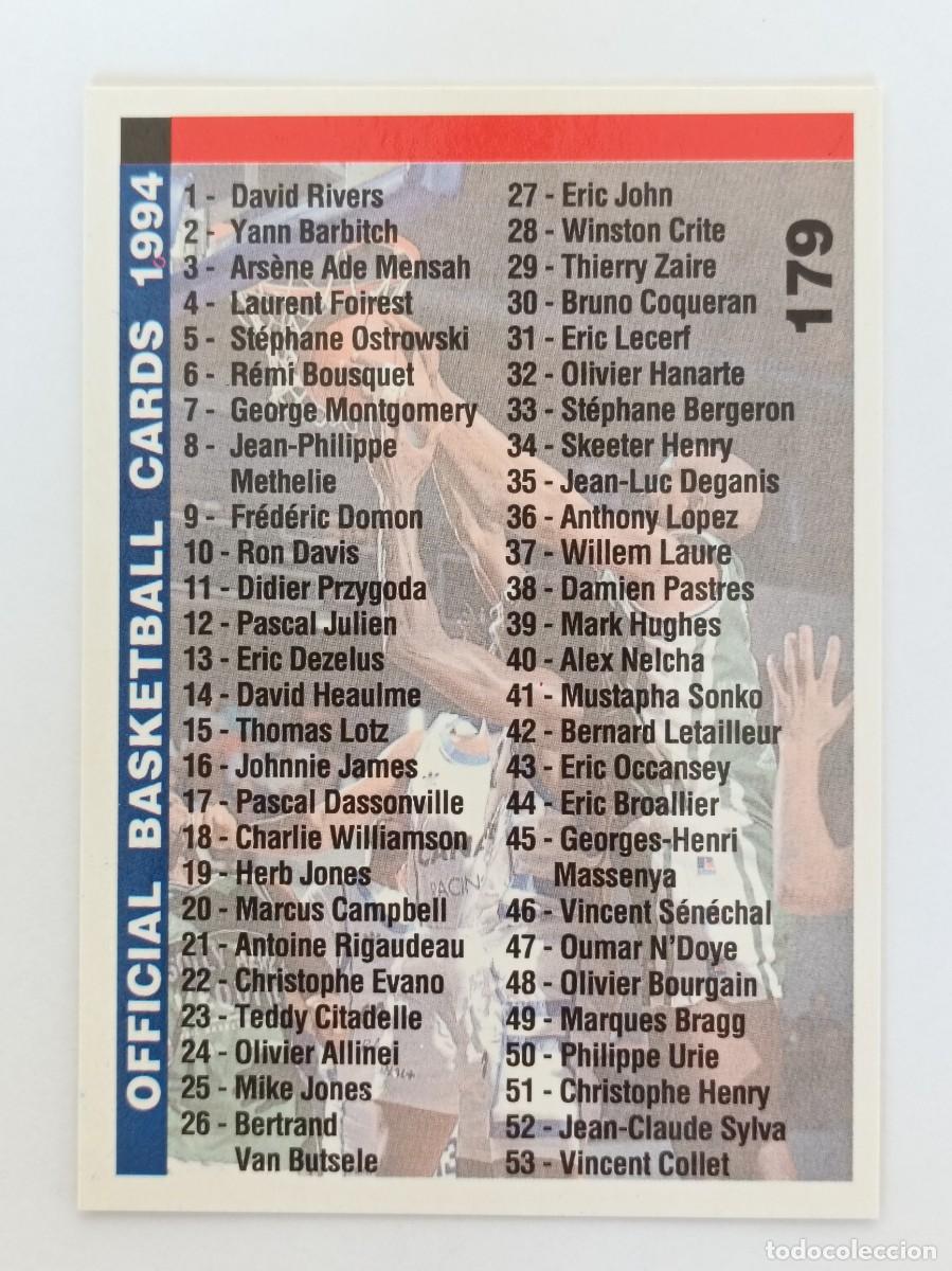 Coleccionismo deportivo: #179 CHECKLIST (1-109) CARDS LNB FRANCIA 93/94 PANINI