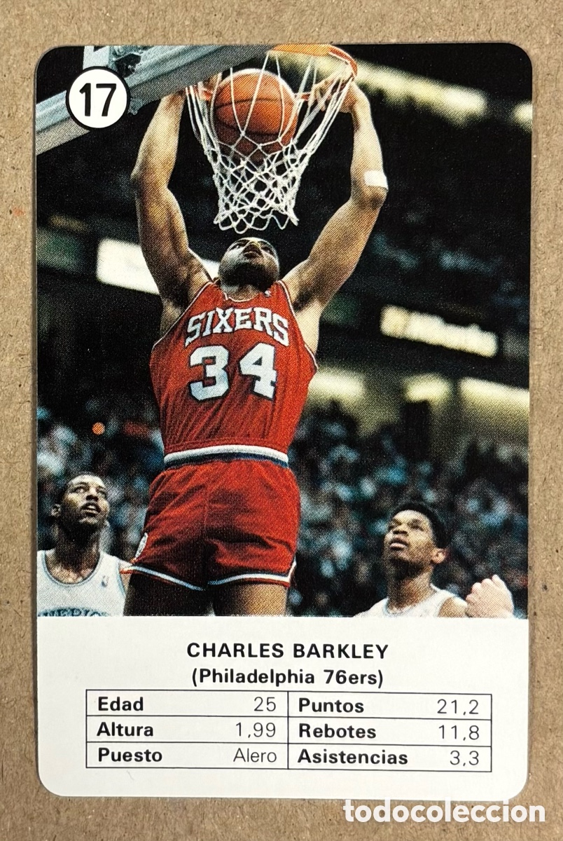 Coleccionismo deportivo: CHARLES BARKLEY (PHILADELPHIA 76ers) N&deg; 17 CARTA COLECCI&Oacute;N FOURNIER ESTRELLAS MBA (1988).