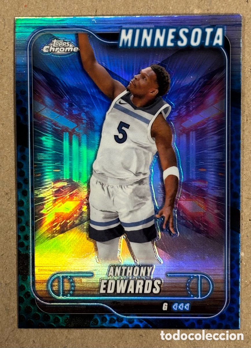Coleccionismo deportivo: ANTHONY EDWARDS (MINESOTA). CARTA BLUE REFRACTORTOPPS CHROME NBA 2025. #77.
