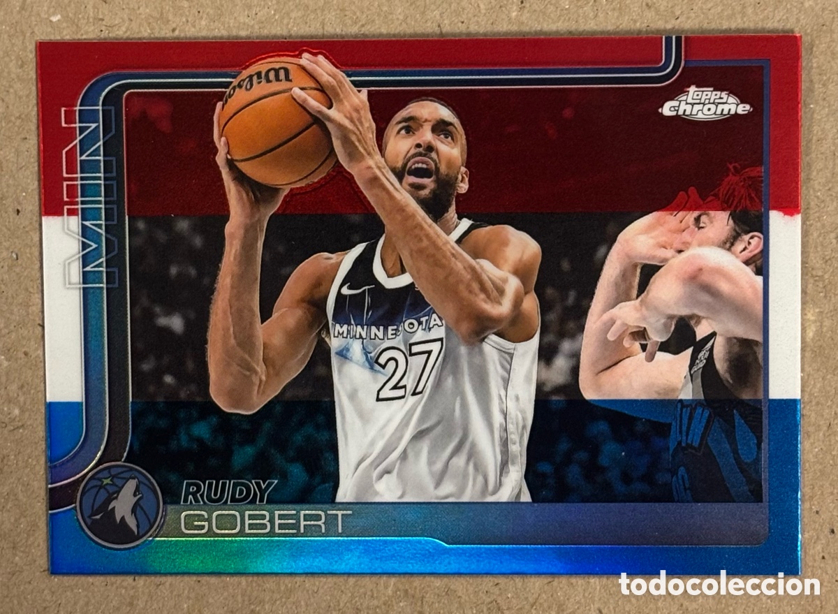 Coleccionismo deportivo: RUDY GOBBERT (MINESOTA TIMBERWOLVES). CARTA RED WHITE BLUE REFRACTOR TOPPS CHROME NBA 2025. #165.