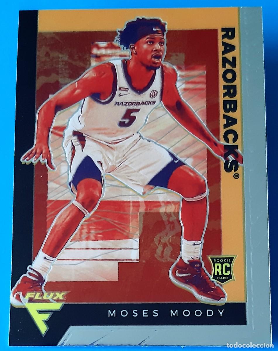 Coleccionismo deportivo: Moses Moody Razorbacks Panini Flux Draft Picks Basketball Rookie RC