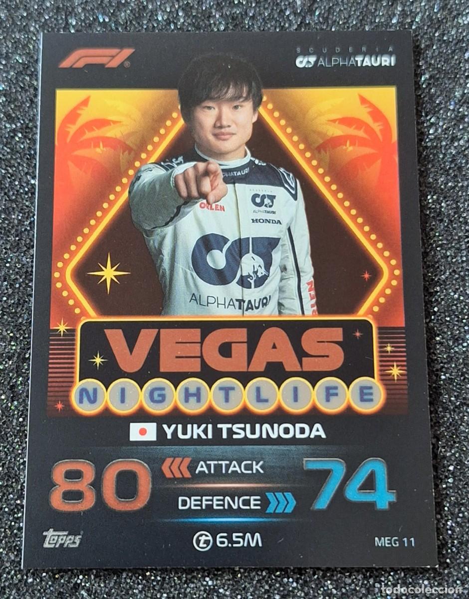 Coleccionismo deportivo: Yuki Tsunoda AlphaTauri Topps Formula 1 F-1 Turbo Attax Vegas Nightlife