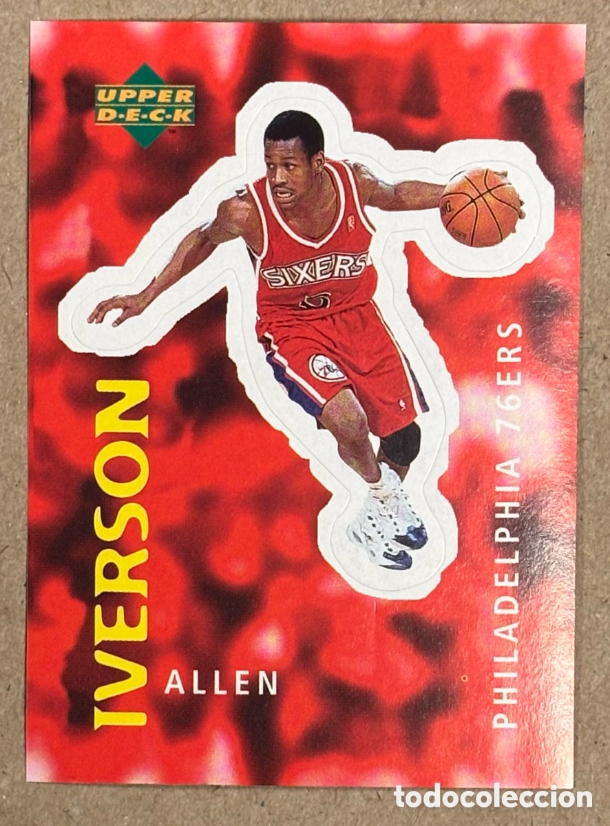 Coleccionismo deportivo: ALLEN IVERSON (PHILADELPHIA 76ers). CROMO 1997-98 UPPER DECK EUROPEAN STICKERS #308.