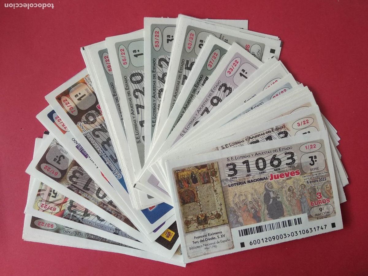Coleccionismo deportivo: LOTERIA NACIONAL DE LOS JUEVES A&Ntilde;O 2022 COMPLETO