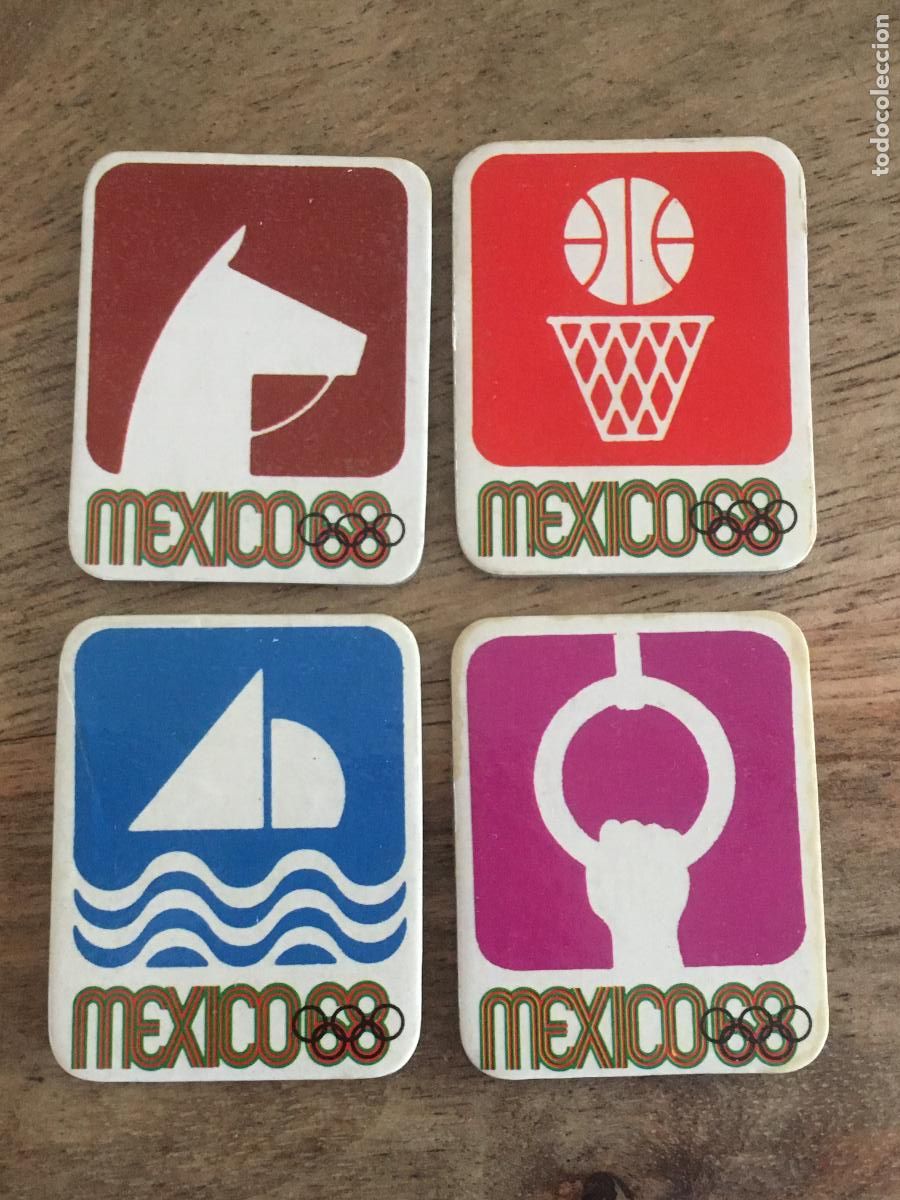 Coleccionismo deportivo: mexico 1968 68 juegos olimpicos lote 4 cromos con relieve nunca pegados