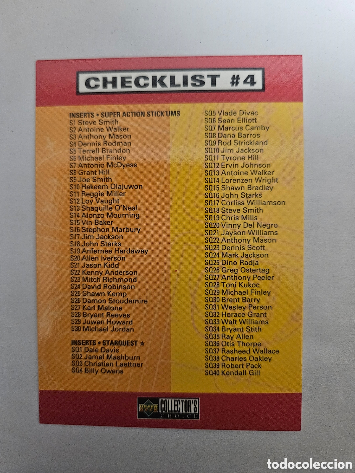 Coleccionismo deportivo: UPPER DECK COLLECTORS CHOICE 1997 NBA N&ordm; 196 CHECKLIST INDICE 4 - BASKETBALL 97 CROMO