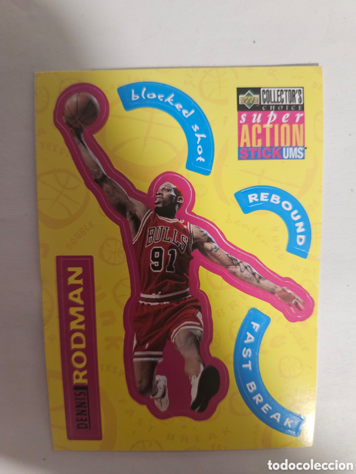 Coleccionismo deportivo: Dennis Rodman - Super Action Stickums S4 - 1996 Collector's Choice Upper Deck