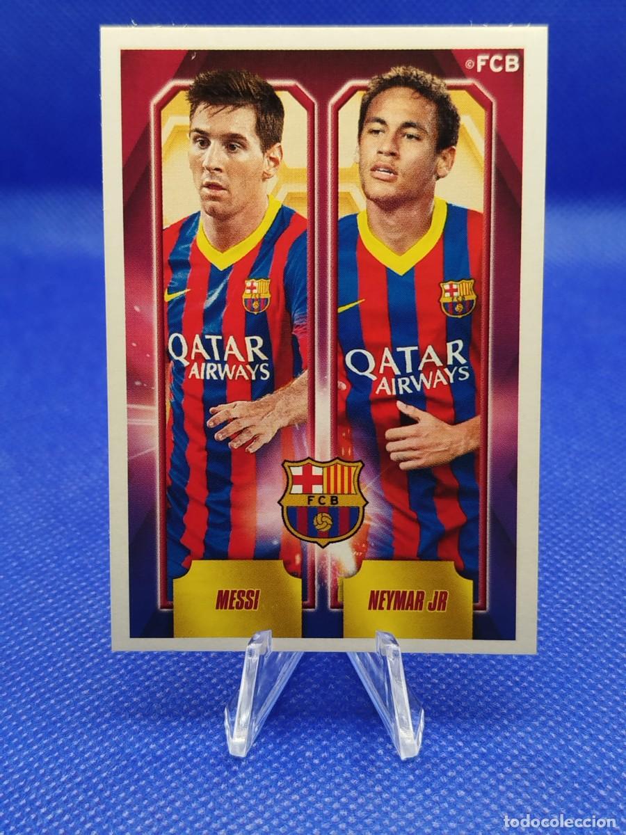 Coleccionismo deportivo: #28 LIONEL MESSI & NEYMAR JR 2013 2014 PANINI FC BARCELONA OFICIAL 13 14
