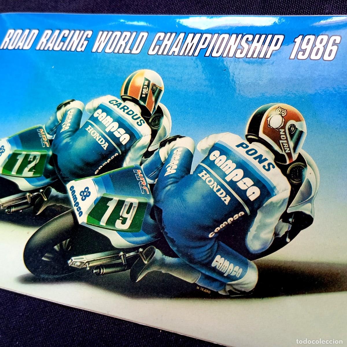 Coleccionismo deportivo: ⚜️ &Ntilde;09X05C. Adhesivo Sito Pons, Card&uacute;s, Honda, Road Racing World Championship 1986. GP. 151 x 105 mm