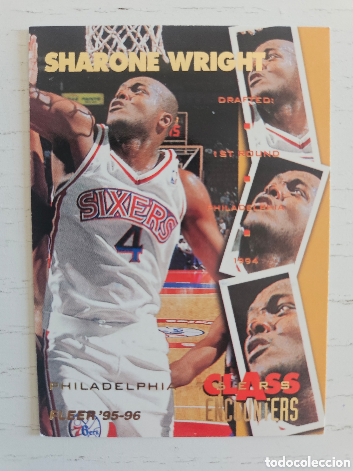 Coleccionismo deportivo: 449 SHARONE WRIGHT PHILADELPHIA 76ERS CLASS ENCOUNTRES Trading Card NBA FLEER 95 96 Cromo Carta Tarj