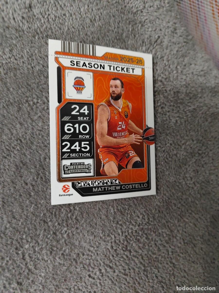 Sports collectibles: 8 MATTHEW COSTELLO VALENCIA BASKET EUROLEAGUE 2025 26 CONTENDERS PANINI 2026 25 BASKETBALL