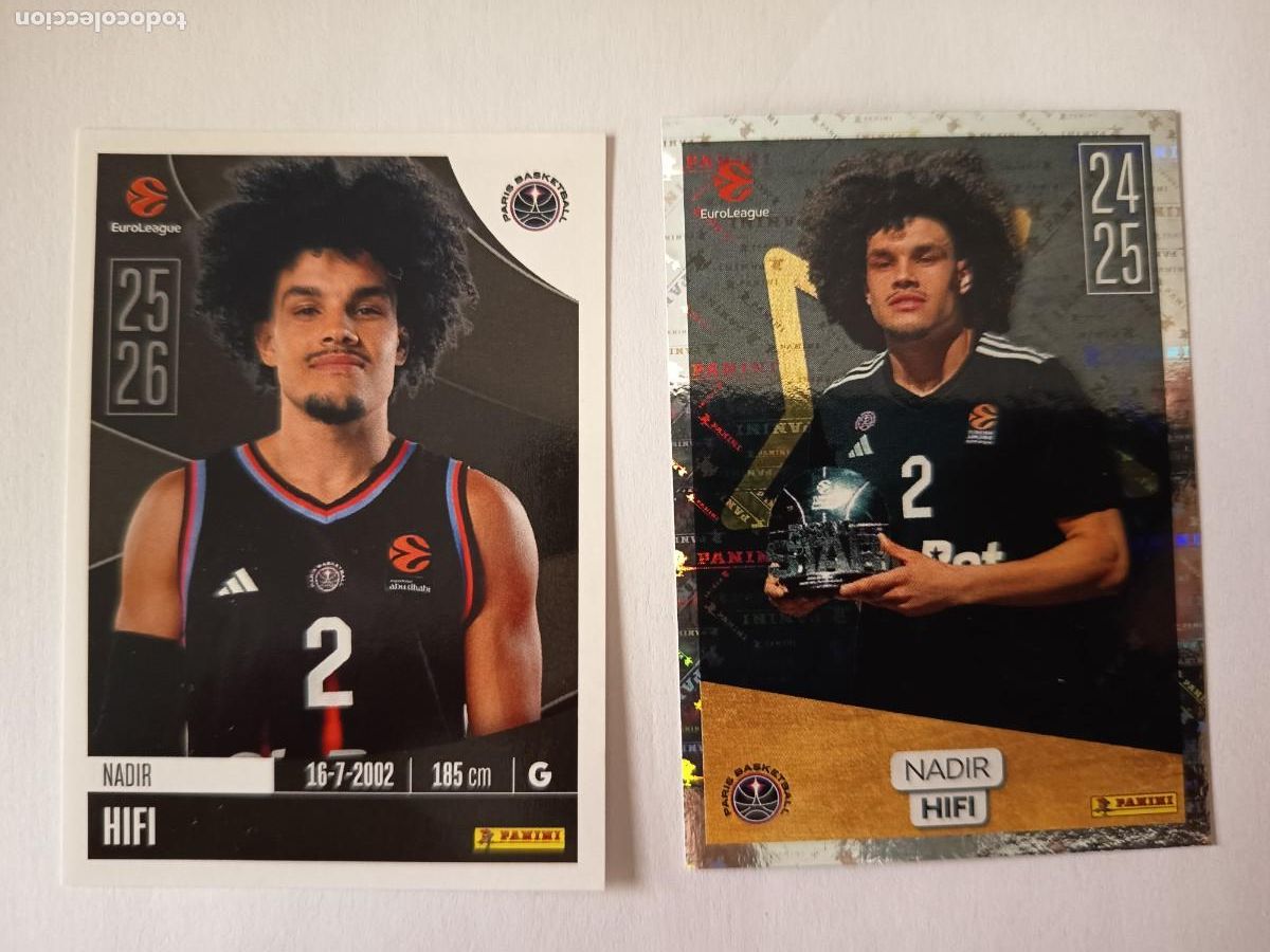 Colecionismo desportivo: LOTE 2 CROMOS NADIR HIFI PARIS BASKETBALL 284 + 398 - EUROLEAGUE 2025 2026 25 26 PANINI EUROLIGA