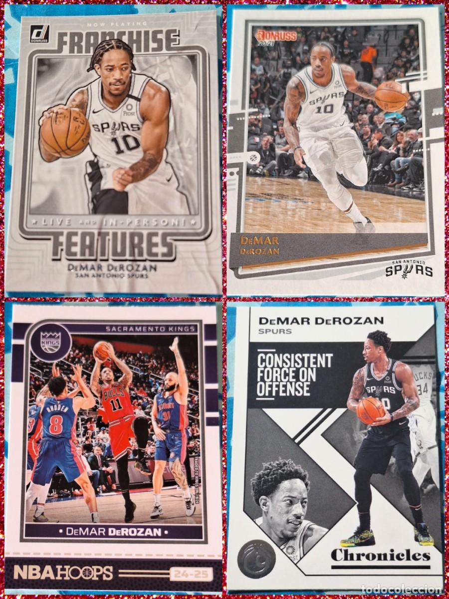 Coleccionismo deportivo: Lote de 4 cards Demar DeRozan San Antonio Spurs Kings Panini Hoops Donruss Basketball