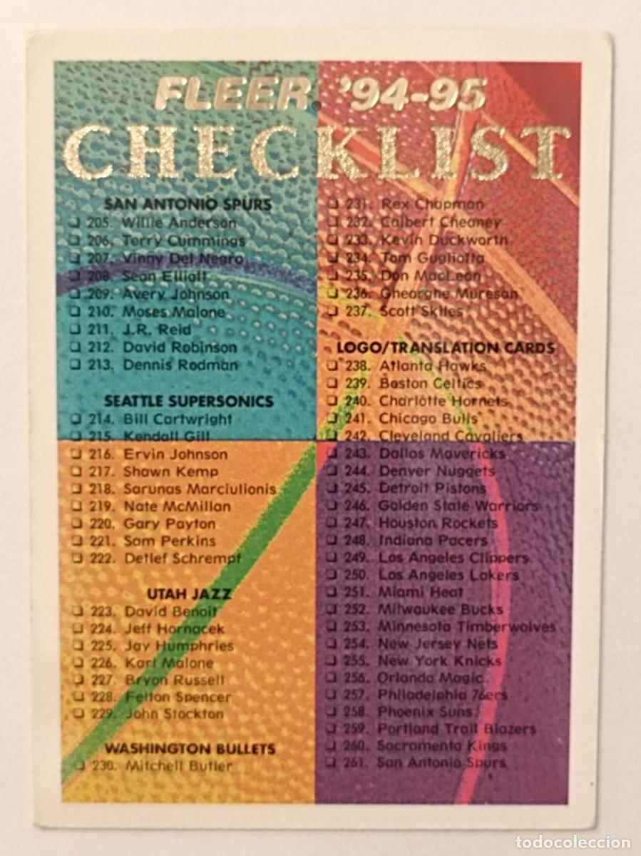 Coleccionismo deportivo: #270 CHECKLIST CARDS NBA 94/95 FLEER EUROPA