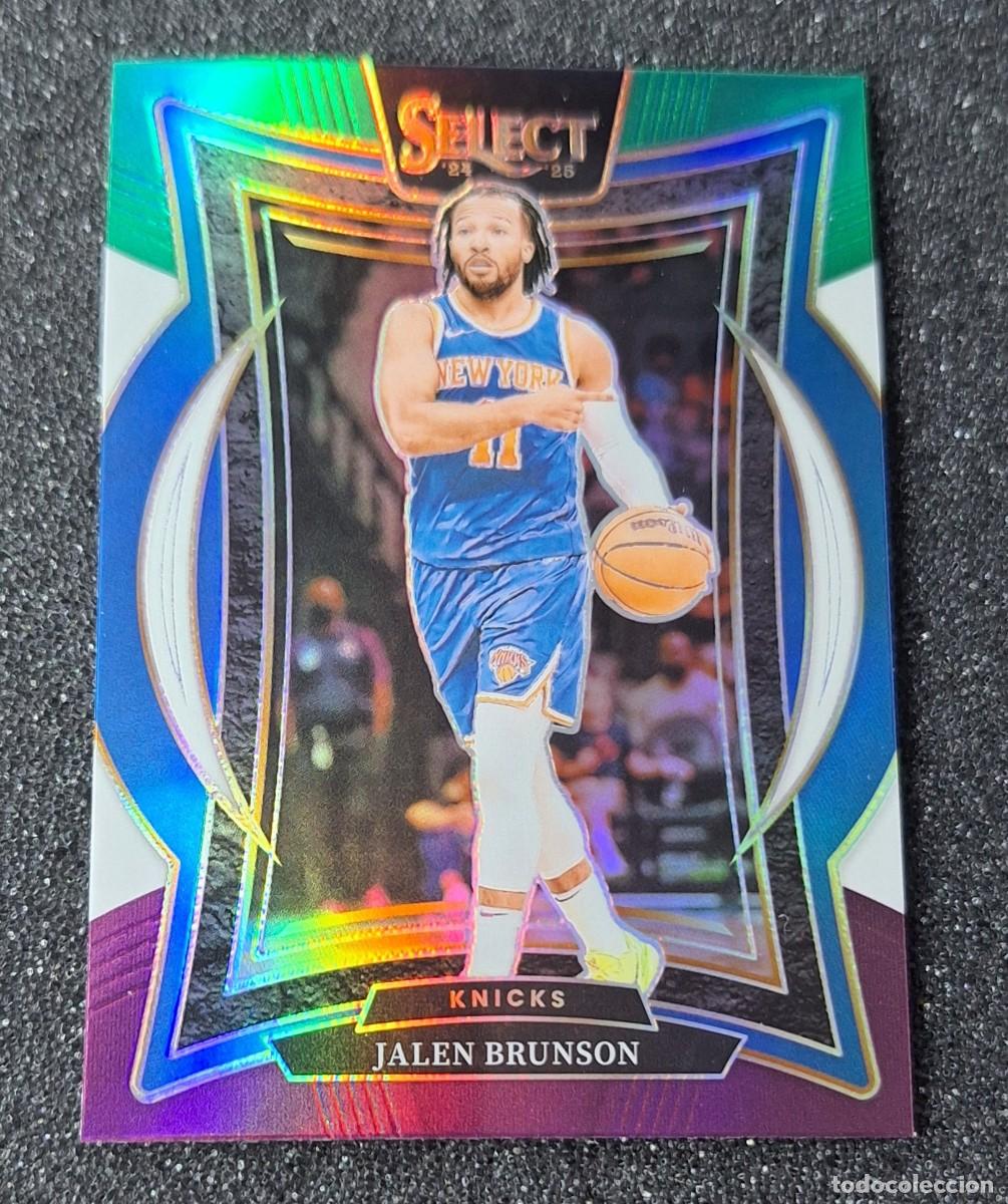 Coleccionismo deportivo: Jalen Brunson New York Knicks Panini Select Basketball #42 Green White Purple Prizm
