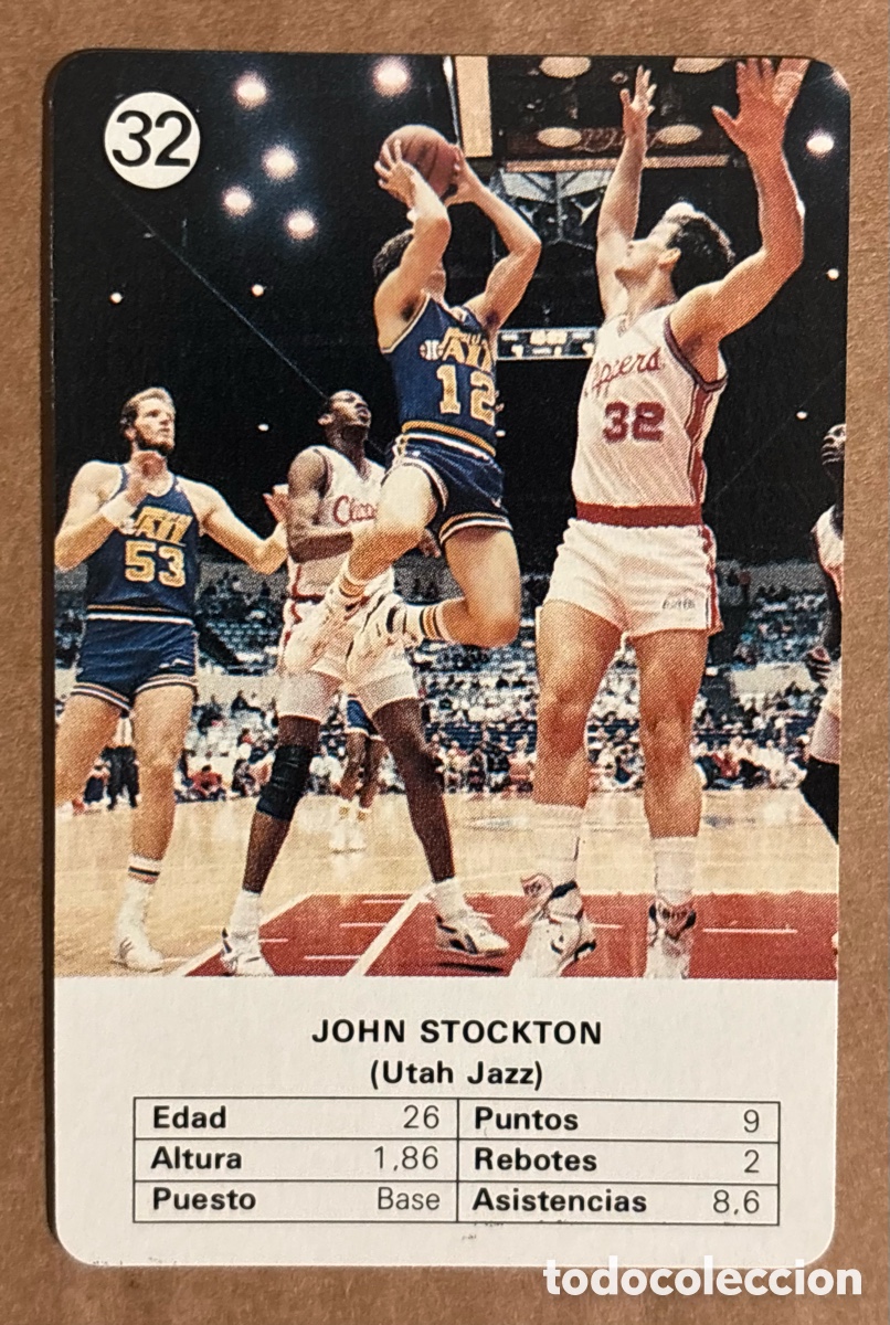 Collezionismo sportivo: JOHN STOCKTON (UTAH JAZZ). CARTA COLECCI&Oacute;N ESTRELLAS DE LA NBA (1988). #32.