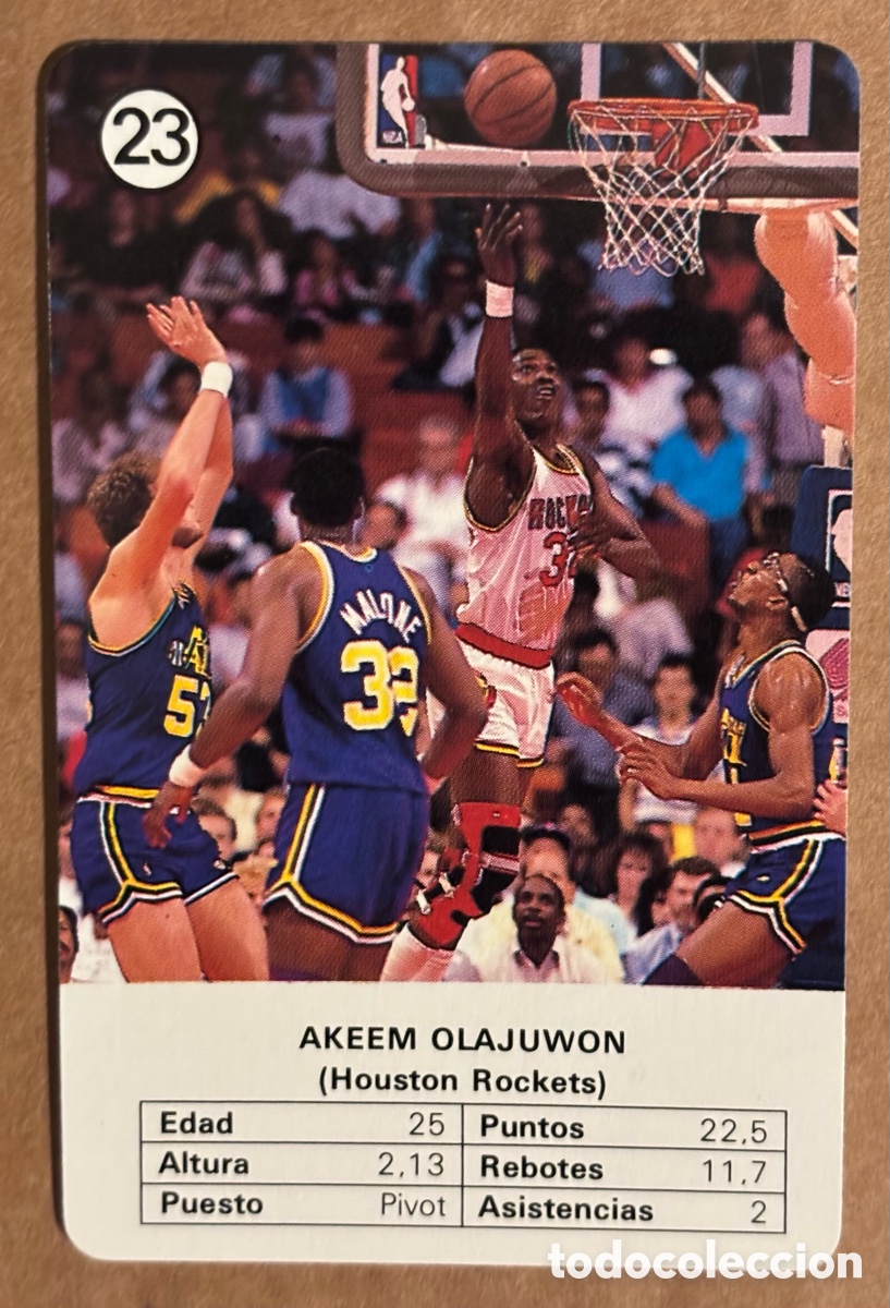 Collezionismo sportivo: AAKEM OLAJUWON (HOUSTON ROCKETS). CARTA COLECCI&Oacute;N ESTRELLAS DE LA NBA (1988). #23. FORUNIER