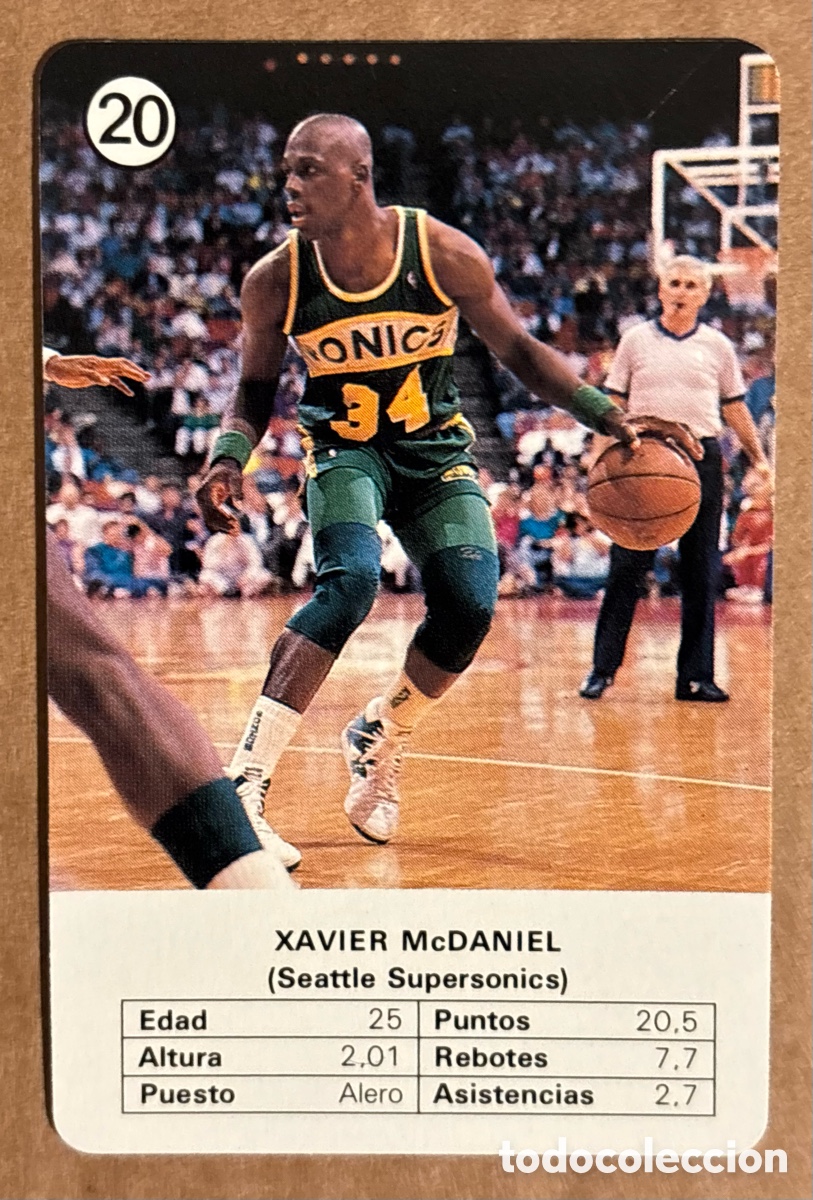 Collezionismo sportivo: XAVIER McDANIEL (SEATTLE SUPERSONICS). CARTA COLECCI&Oacute;N ESTRELLAS DE LA NBA (1988). #20.
