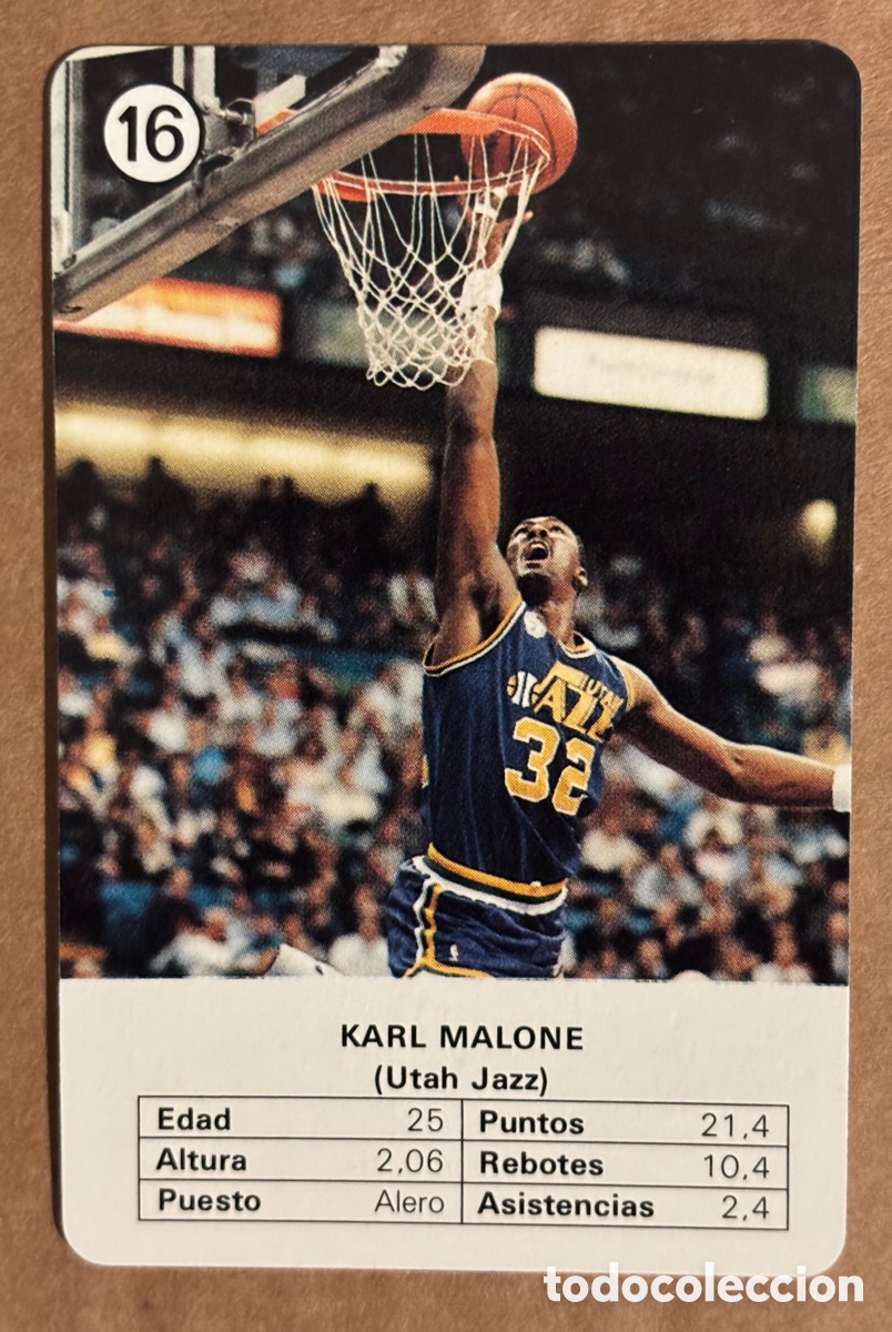 Coleccionismo deportivo: KARL MALONE (UTAH JAZZ). CARTA COLECCI&Oacute;N ESTRELLAS DE LA NBA (1988). #16. HERACLIO FOURNIER.