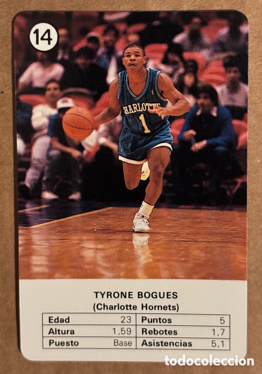 Coleccionismo deportivo: MUGGSY BOGUES (CHARLOTTE HORNETS). CARTA COLECCI&Oacute;N ESTRELLAS DE LA NBA (1988). #14. FOURNIER.