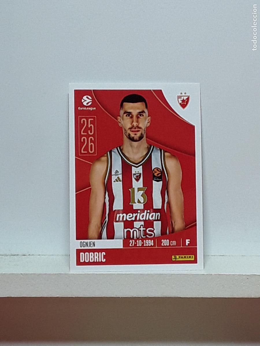 Coleccionismo deportivo: EUROLIGA 2025 2026 EUROLEAGUE 25 26 CROMO PANINI BALONCESTO N 104 ESTRELLA ROJA OGNJEN DOBRIC
