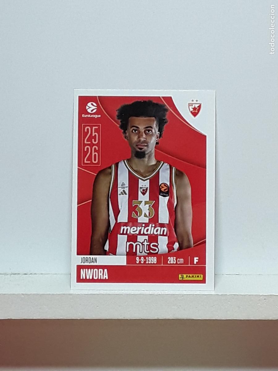 Coleccionismo deportivo: EUROLIGA 2025 2026 EUROLEAGUE 25 26 CROMO PANINI BALONCESTO N 105 ESTRELLA ROJA JORDAN NWORA