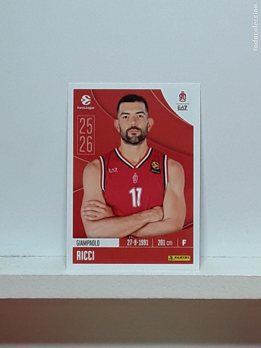 Colecionismo desportivo: EUROLIGA 2025 2026 EUROLEAGUE 25 26 CROMO PANINI BALONCESTO N 139 OLIMPIA MILANO GIAMPAOLO RICCI