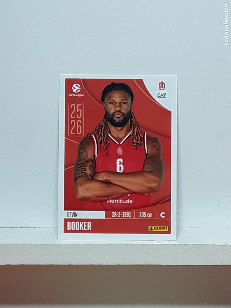 Colecionismo desportivo: EUROLIGA 2025 2026 EUROLEAGUE 25 26 CROMO PANINI BALONCESTO N 142 OLIMPIA MILANO DEVIN BOOKER