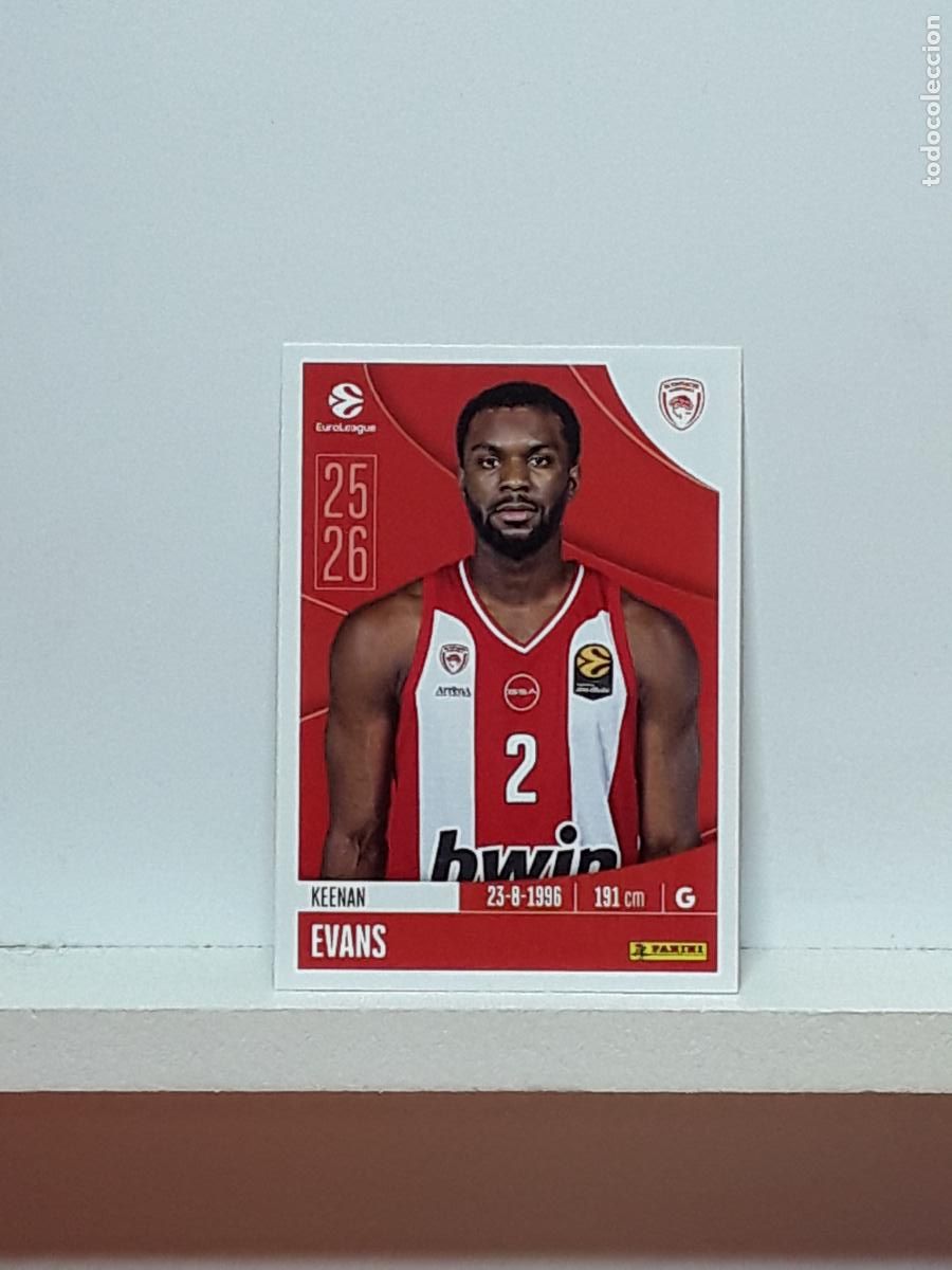 Coleccionismo deportivo: EUROLIGA 2025 2026 EUROLEAGUE 25 26 CROMO PANINI BALONCESTO N 252 OLYMPIACOS KEENAN EVANS