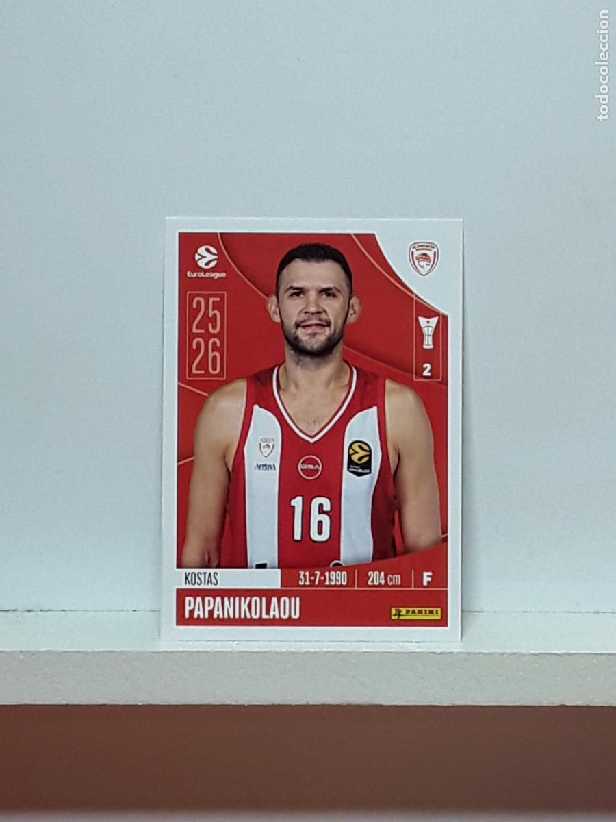 Coleccionismo deportivo: EUROLIGA 2025 2026 EUROLEAGUE 25 26 CROMO PANINI BALONCESTO N 259 OLYMPIACOS KOSTAS PAPANIKOLAOU