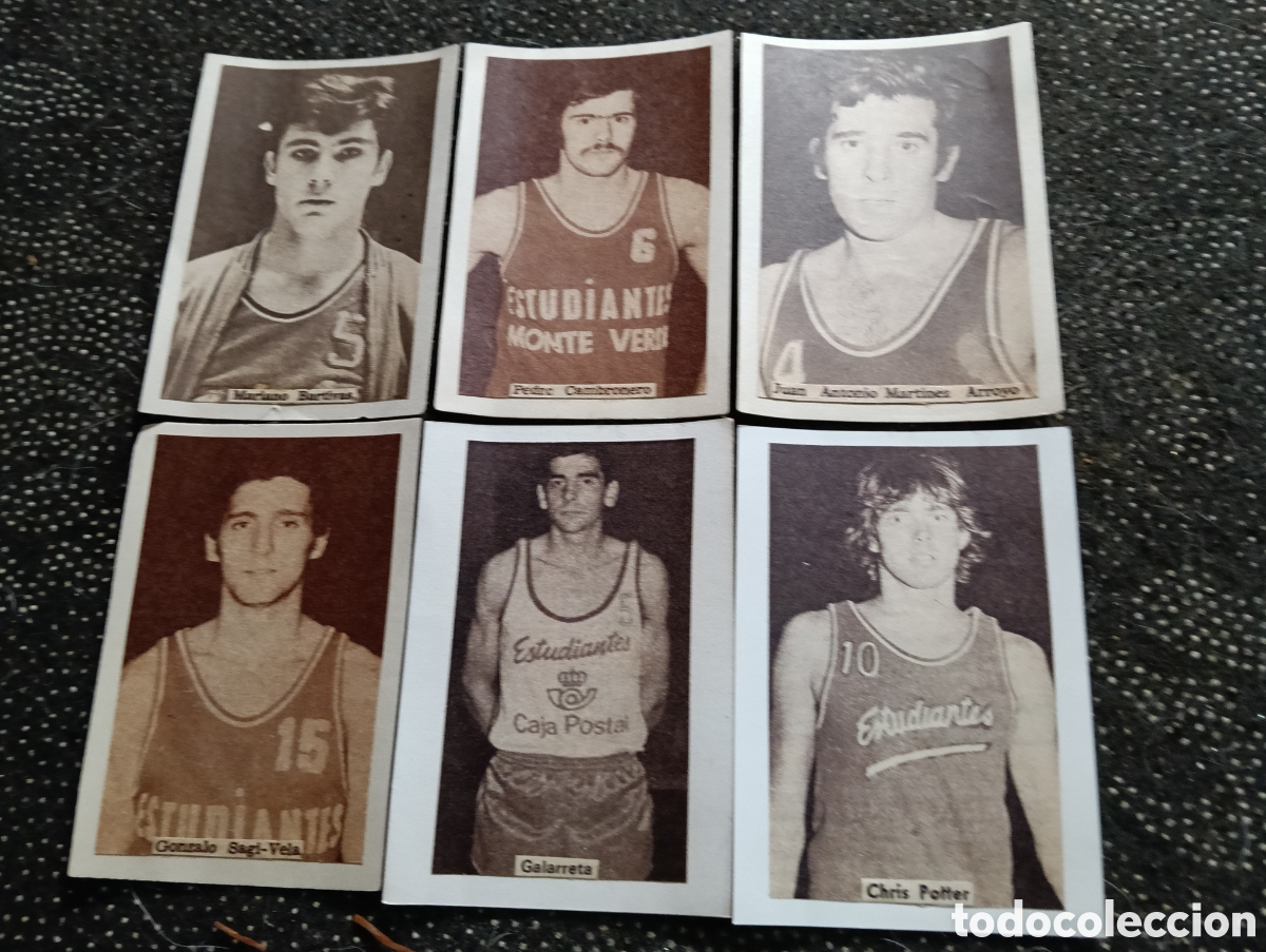 Coleccionismo deportivo: Lote de 6 - Baloncesto Estudiantes selecci&oacute;n de jugadores con nombres, todos son recortes muy bien h